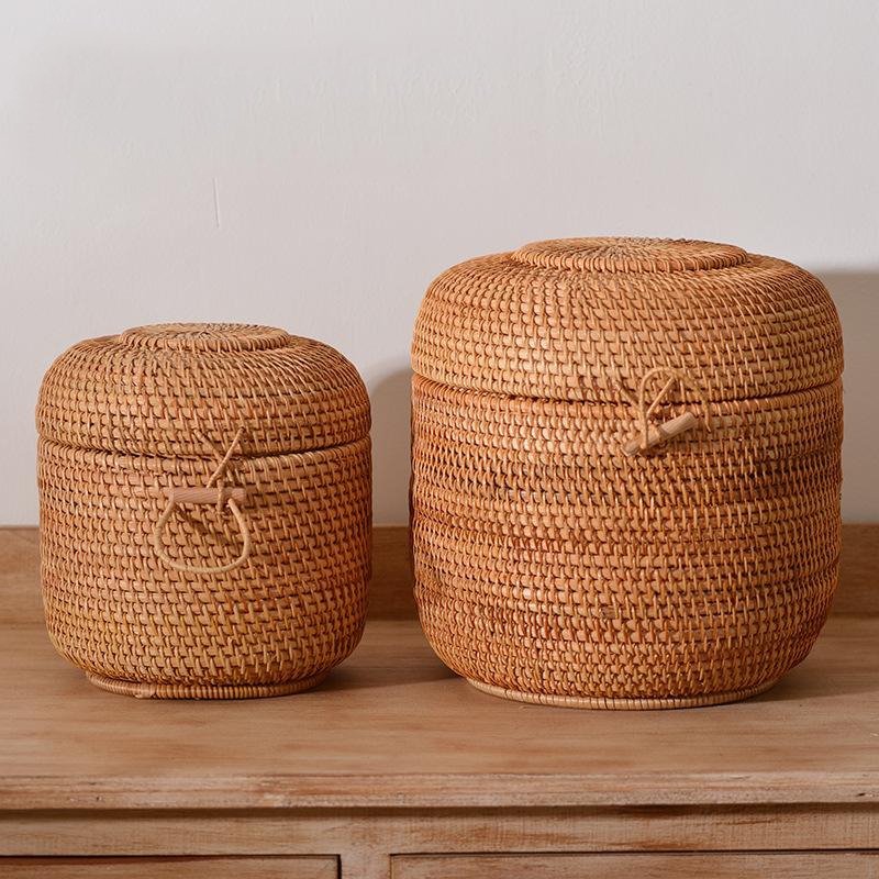 Food Snacks Box - Scatola portaoggetti per tè in rattan